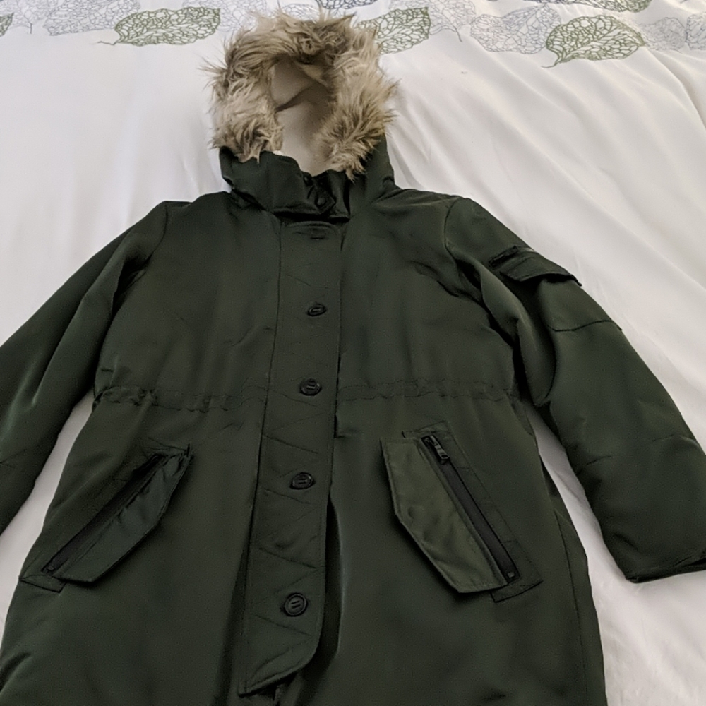 Military style, Olive green winter parka, M